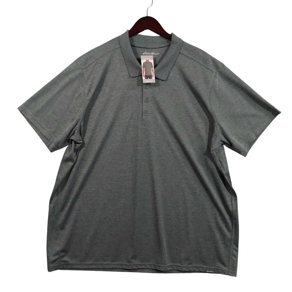 Eddie Bauer Aslen Active Polo Men XXXL Evergreen Heathered Moisture Wicking New